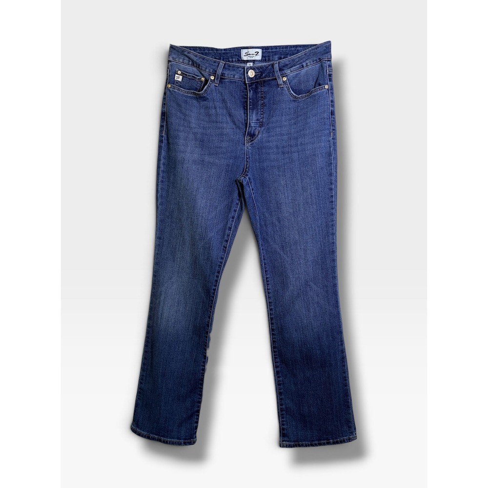 Seven7 Women's High Rise Slim Boot Cut Jeans, Size 10, Classic Medium Blue Wash